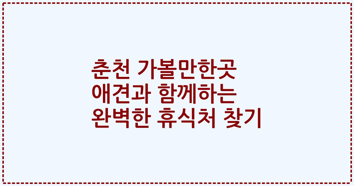 춘천 가볼만한곳 애견과 함께하는 완벽한 휴식처 찾기