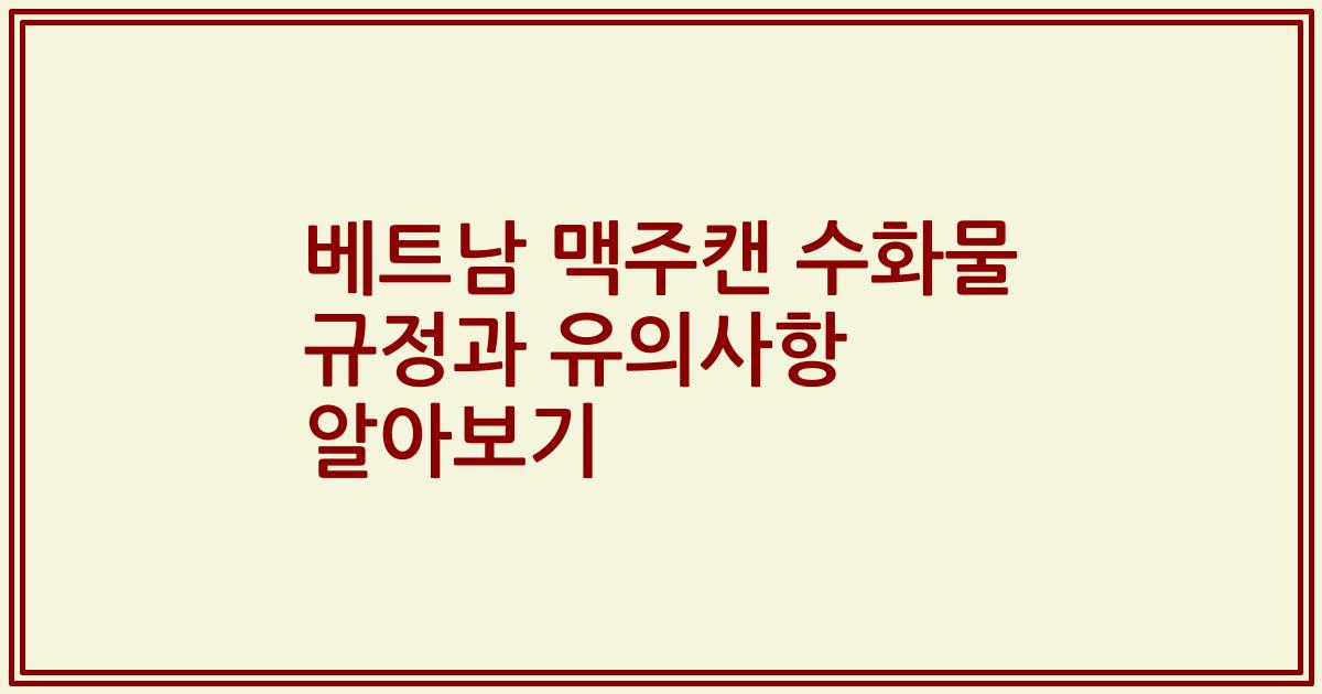 베트남 맥주캔 수화물 규정과 유의사항 알아보기